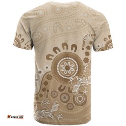 Beige Lizards Australia T Shirt Boomerang Indigenous Art LT14