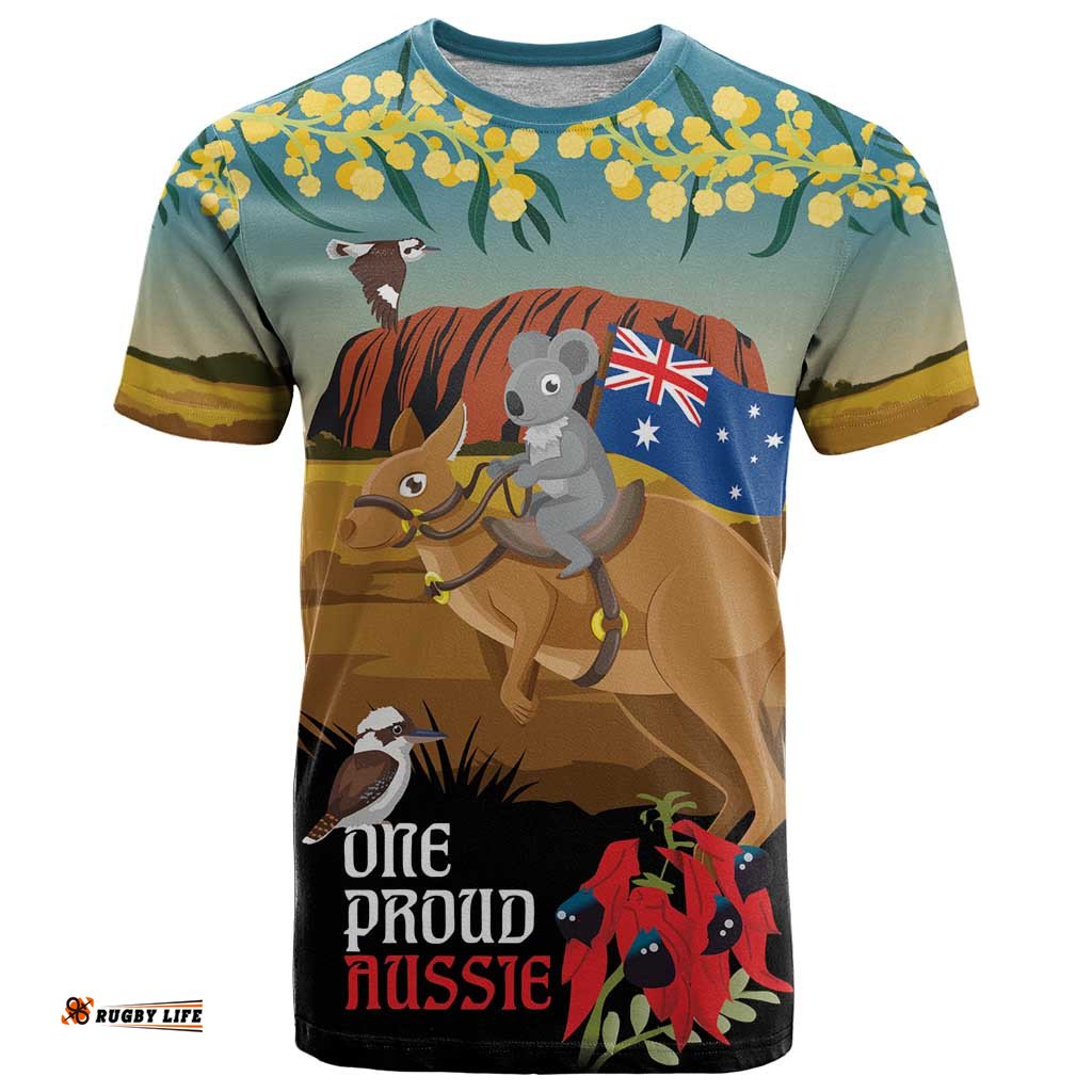 26 January One Proud Aussie T Shirt Kangaroo and Koala Happy Australia Day LT9
