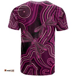 Australia Breast Cancer Awareness T Shirt Pink Dragonflies Aboriginal Art LT14