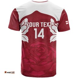 Custom England Rugby 2025 T Shirt Go Champions Red Rose LT14