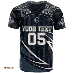 Custom Carlton Navy T Shirt Captain With Aboriginal Art DT05