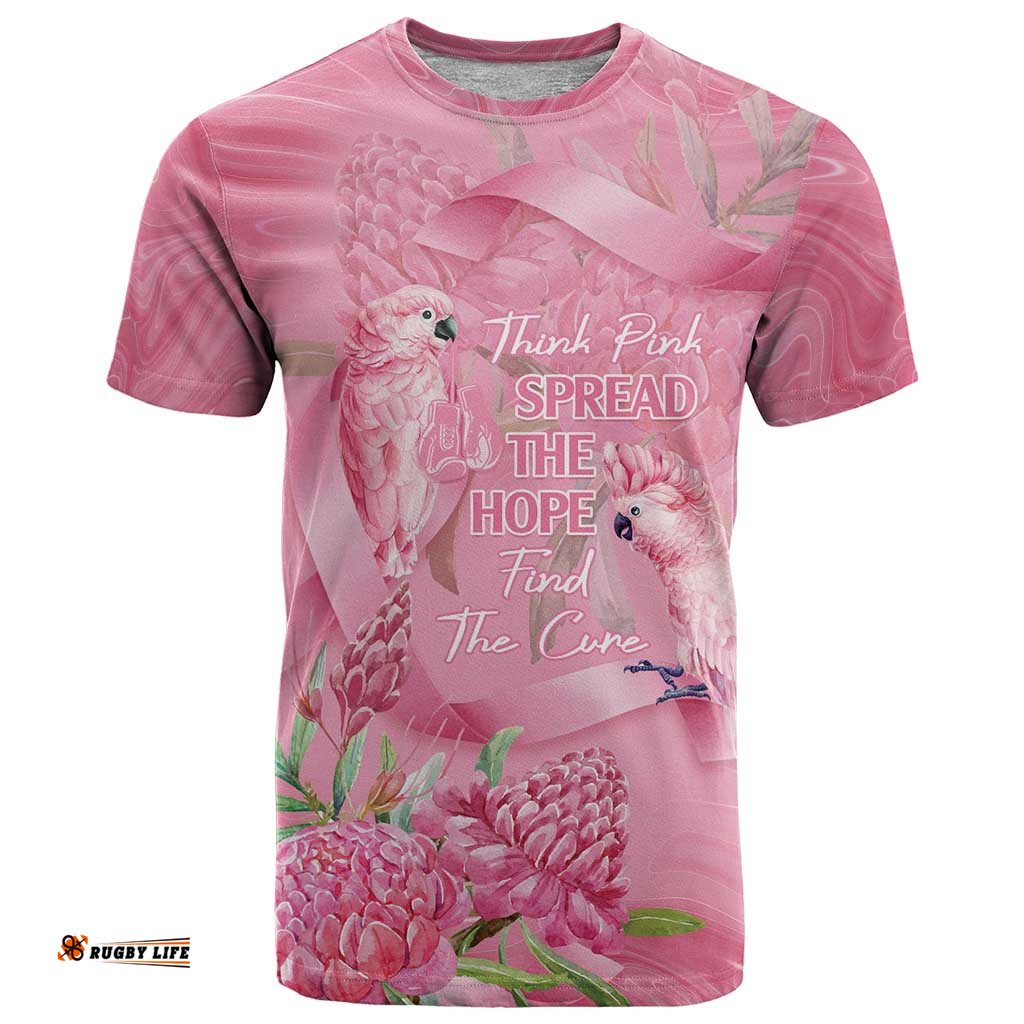 Australia Breast Cancer Awareness T Shirt Think Pink Cockatoos Ribbon LT14