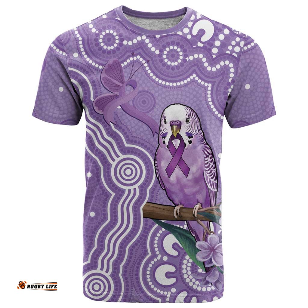Australia Epilepsy Awareness T Shirt Purple Budgerigar Plumeria Aboriginal LT14
