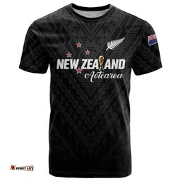 Custom Football New Zealand T Shirt Aotearoa United Black Version LT01