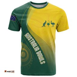 Australia Bowls Personalised T Shirt Basic Marble Glaze - National Color LT7
