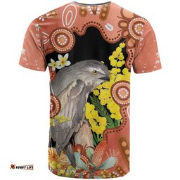 Australia Tawny Frogmouth T Shirt Golden Wattle Banksia Aboriginal Art LT14
