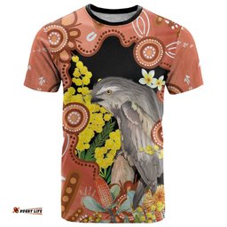 Australia Tawny Frogmouth T Shirt Golden Wattle Banksia Aboriginal Art LT14