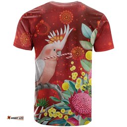 Australia Pink Cockatoo Christmas T Shirt Aussie Native Flowers Merry Xmas - Red LT14
