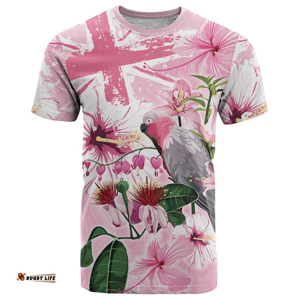 Personalised Australia Day T Shirt Pink Parrot Bird Opal Art LT9