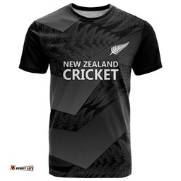New Zealand Cricket Custom T Shirt Potae Pango Black Fern Pattern LT9