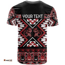 Personalised Aotearoa Waitangi T Shirt Taniko Motifs - Mania Gecko LT7
