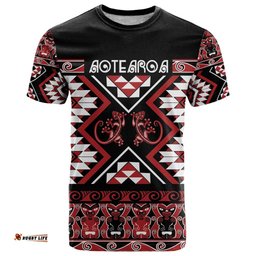 Personalised Aotearoa Waitangi T Shirt Taniko Motifs - Mania Gecko LT7
