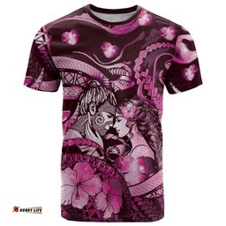 Personalised Maori Romantic Valentine T Shirt The Hongi Kiss Pink Galaxy DT05