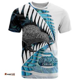 New Zealand Silver Fern Curling Personalised T Shirt Aotearoa Kiwi Ponga Paua Shell Version LT14