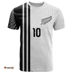 Custom New Zealand Football T Shirt Silver Fern and Maori Tribal Black White Half Sporty Style LT03