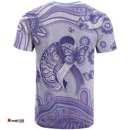 Personalised Epilepsy Awareness T Shirt Purple Ribbon Butterfly And Brain Aboriginal Art DT05