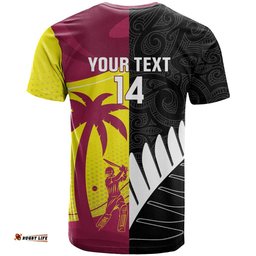 New Zealand and West Indies Cricket Custom T Shirt Black Cap Windies Together LT14