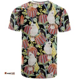 Little Corella Australia Cockatoo T Shirt Cacatua Sanguinea Banksia Seamless Black LT14