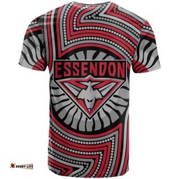 Essendon Football Club T Shirt Indigenous Monochrome Dot Art Mascot Style TS04