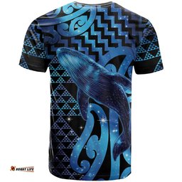 Humpback Whale Matariki New Zealand T Shirt NZ Maori Paikea Poutama Luxury Blue LT14
