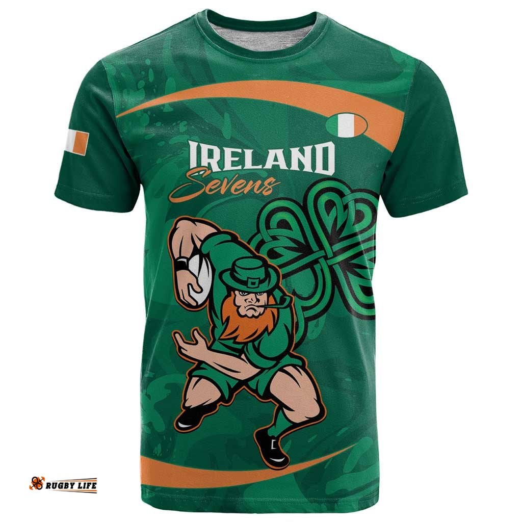 Custom Ireland Rugby Sevens T Shirt Go Champions Irish Shamrock LT14