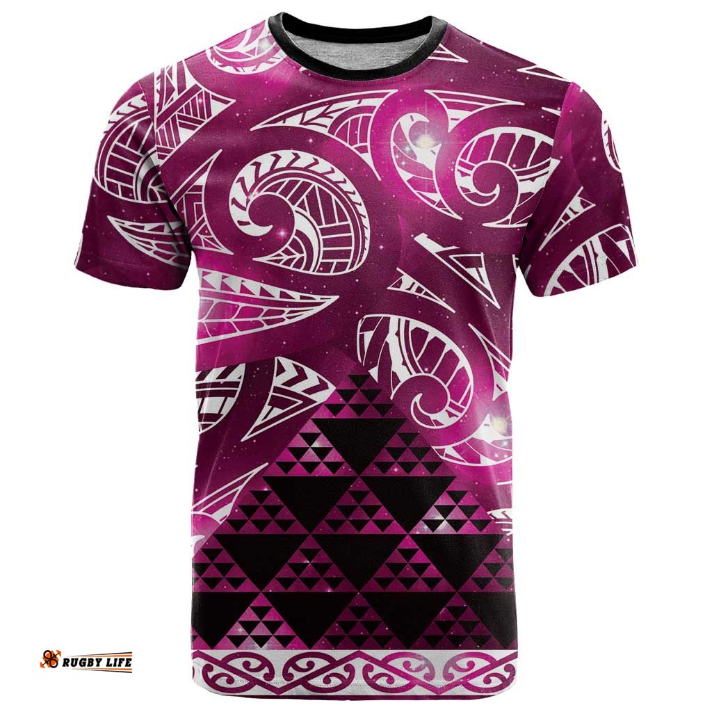 Matariki New Zealand T Shirt NZ Niho Taniwha Maori New Year Pink Galaxy LT14