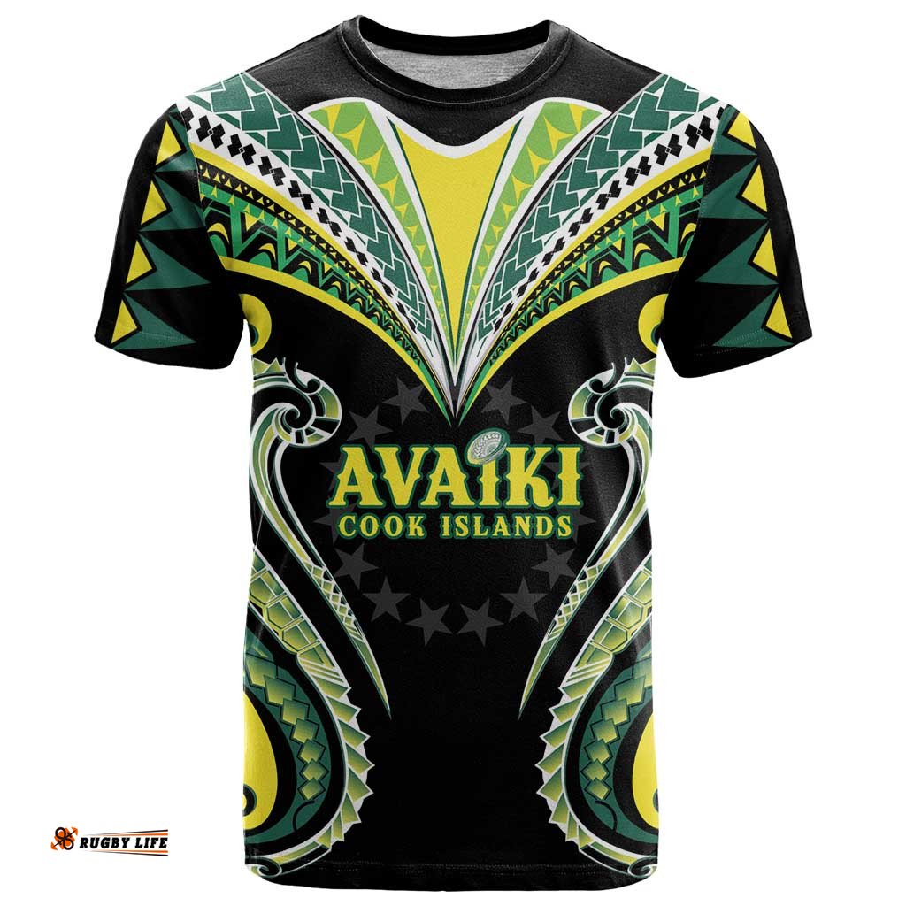 Custom Rugby Cook Islands Avaiki T Shirt Black Kuki Airani Tribal Maori Inspired LT9