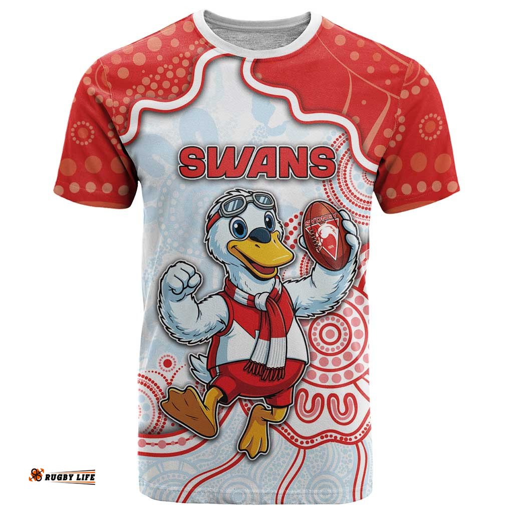 Custom Swans Football T Shirt Aboriginal Dot Art Pattern DT05