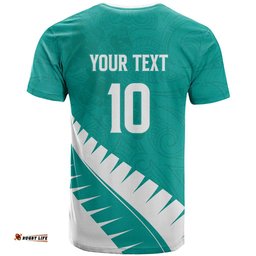 Custom New Zealand Cricket T Shirt Kiwi Birds Haka Dance Turquoise Fern Sporty Style LT03