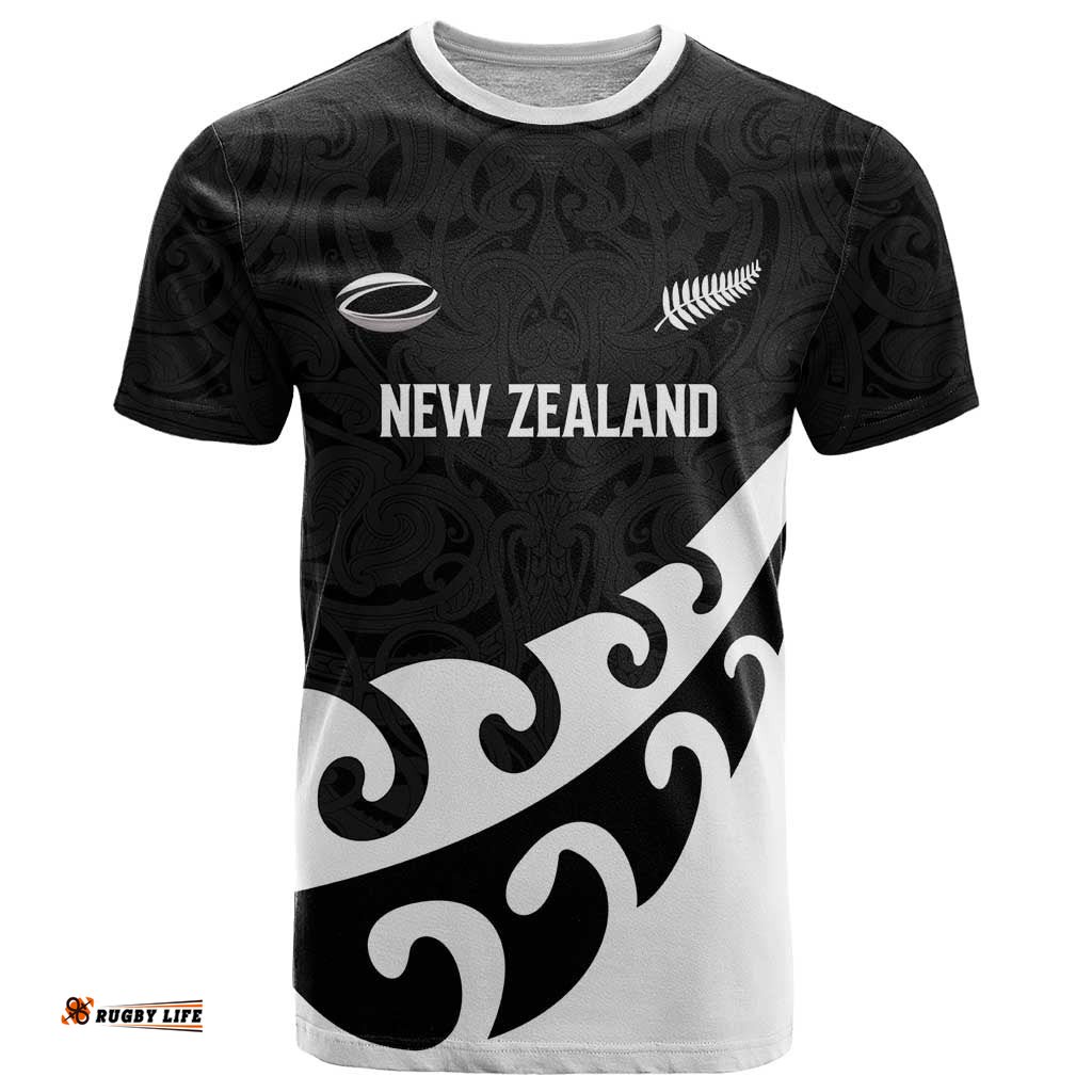 Custom NZ Rugby T Shirt Koru and Silver Fern Sporty Style LT03