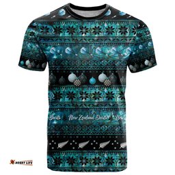 New Zealand Darts Christmas T Shirt Merry Xmas Aotearoa Maori Paua Shell LT14