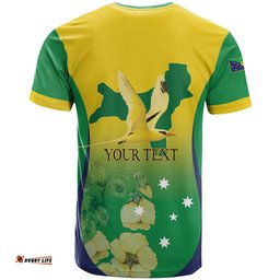 Personalised Australia Christmas Island T Shirt Golden Bosun Abutilon listeri With Map LT14