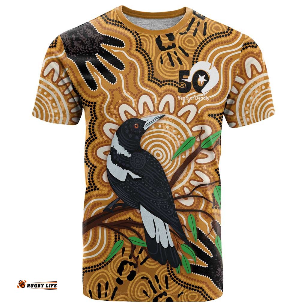 Personalised Australia Magpie NAIDOC Week 2026 T Shirt 50 Years of Deadly Aboriginal Art LT14