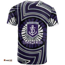 Fremantle Dockers T Shirt Indigenous Monochrome Dot Art Mascot Style TS04