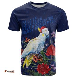 Merry Cocka-mas T Shirt Australia Christmas Blue Art LT9