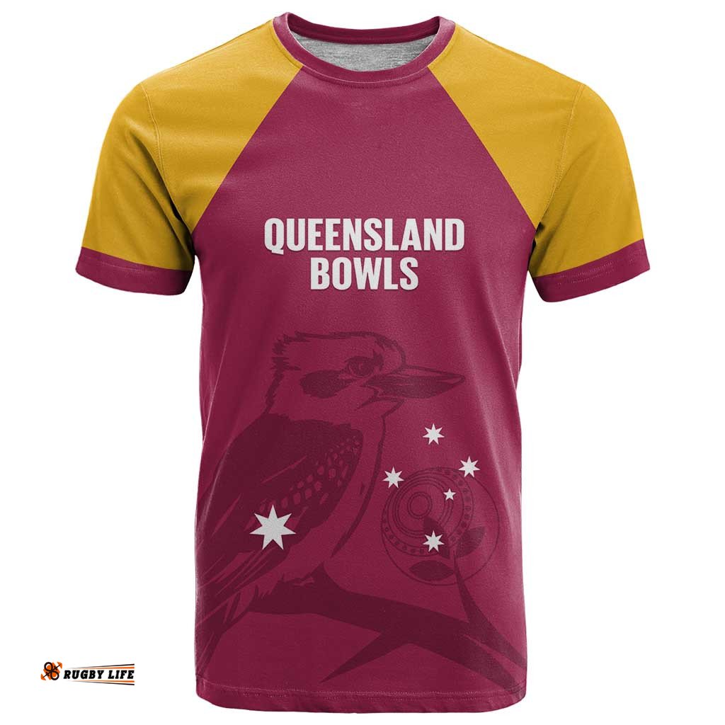 Custom Queensland Bowls Australia T Shirt Go Champions QLD Kookaburra LT14