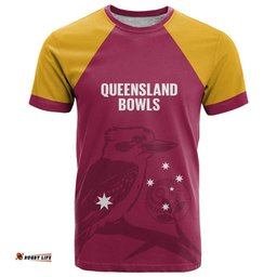 Custom Queensland Bowls Australia T Shirt Go Champions QLD Kookaburra LT14
