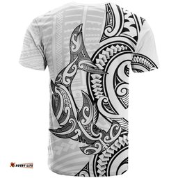 New Zealand Hammerhead Shark T Shirt Maori Haehae Mangopare White LT14
