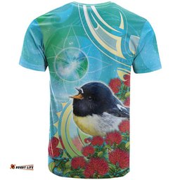 New Zealand Tomtit T Shirt Maori Koru With Pohutukawa Galaxy Style LT05