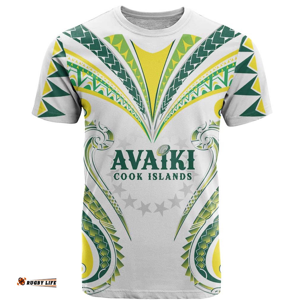 Custom Rugby Cook Islands Avaiki T Shirt White Kuki Airani Tribal Maori Inspired LT9