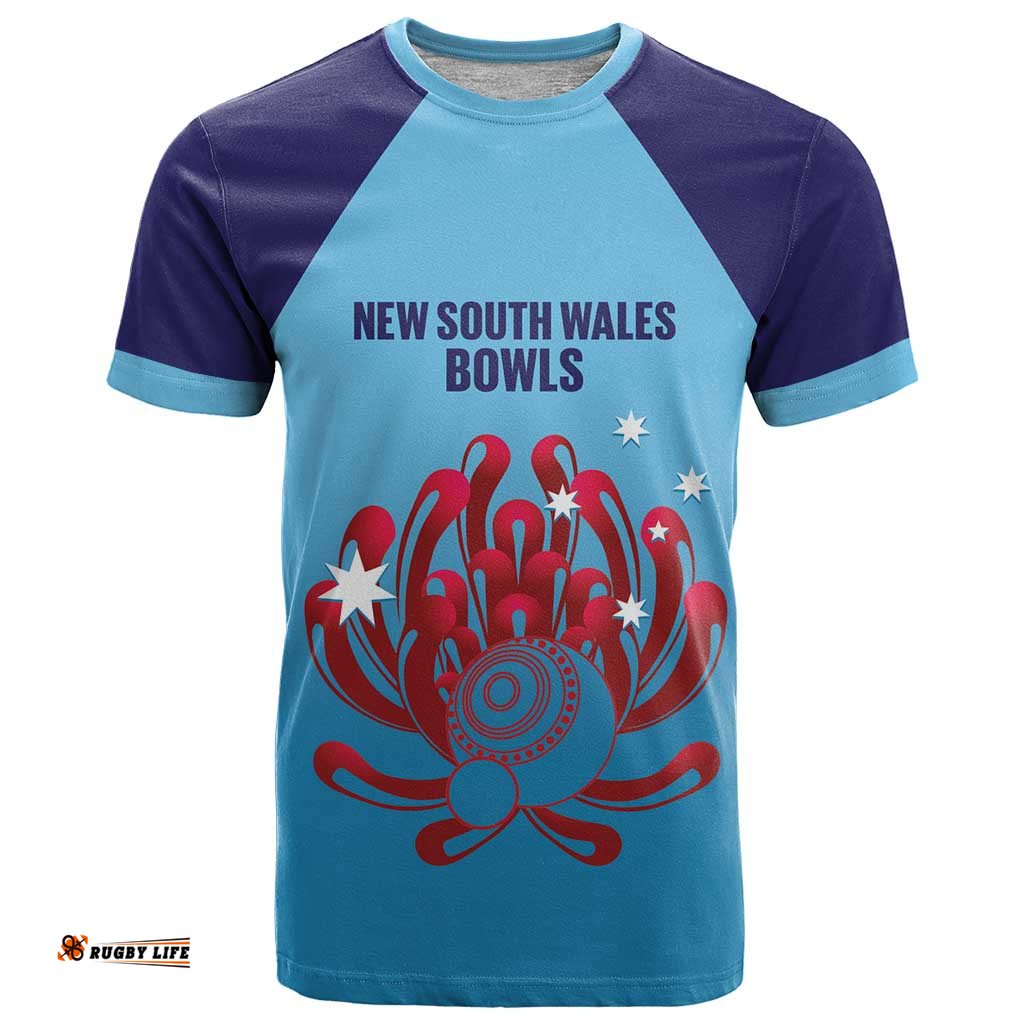 Custom New South Wales Bowls Australia T Shirt Go Champions NSW Waratah LT14