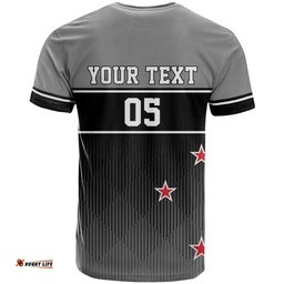 Custom New Zealand Cricket T Shirt Black Cap Unbeatable LT05