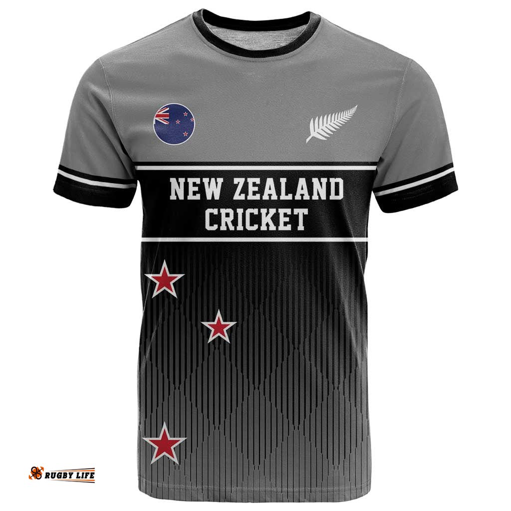 Custom New Zealand Cricket T Shirt Black Cap Unbeatable LT05