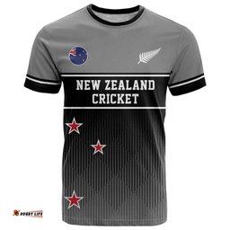 Custom New Zealand Cricket T Shirt Black Cap Unbeatable LT05