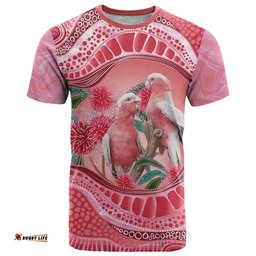 Indigenous Pink Galah Australia T Shirt Australian Hakea Aboriginal Art Proud LT14