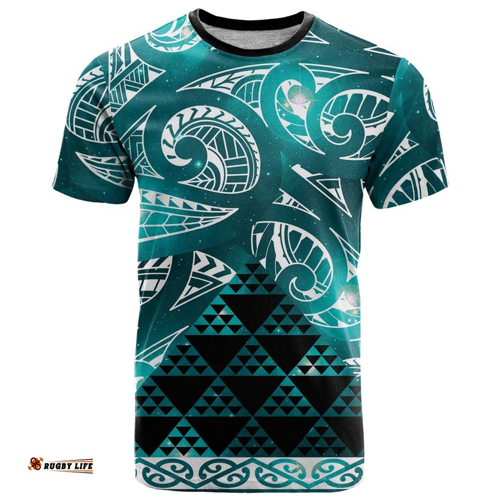Matariki New Zealand T Shirt NZ Niho Taniwha Maori New Year Cyan Galaxy LT14