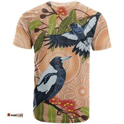 Magpies On Eucalyptus Australia Aboriginal T Shirt LT7