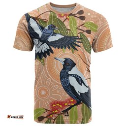 Magpies On Eucalyptus Australia Aboriginal T Shirt LT7