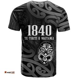 New Zealand 1840 Waitangi Day T Shirt Aotearoa Haka Mask - Black Version LT14
