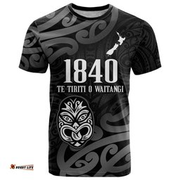 New Zealand 1840 Waitangi Day T Shirt Aotearoa Haka Mask - Black Version LT14